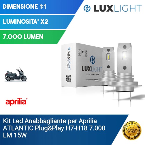 Kit Led Anabbagliante per Aprilia ATLANTIC  Plug&Play H7-H18 7.000 LM 15W