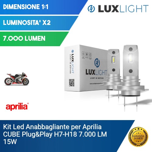 Kit Led Anabbagliante per Aprilia CUBE  Plug&Play H7-H18 7.000 LM 15W