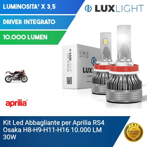 Kit Led Abbagliante per Aprilia RS4  Osaka H8-H9-H11-H16 10.000 LM 30W