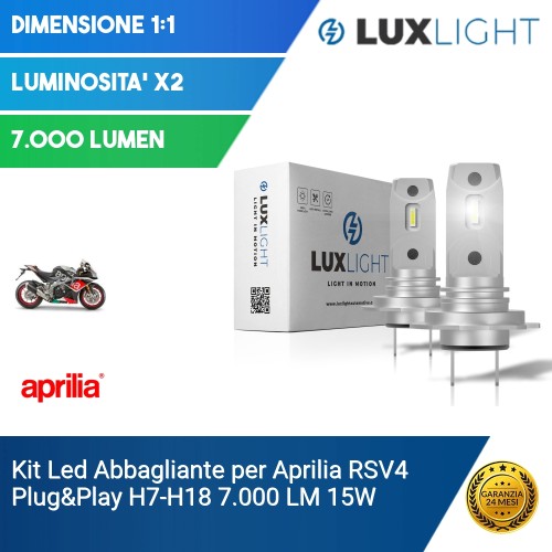 Kit Led Abbagliante per Aprilia RSV4  Plug&Play H7-H18 7.000 LM 15W