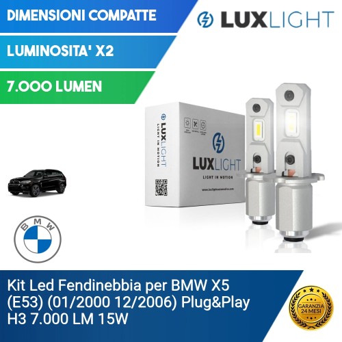 Kit Led Fendinebbia per BMW X5 (E53) (01/2000 12/2006) Plug&Play H3 7.000 LM 15W