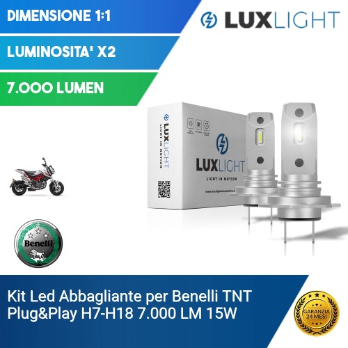 Kit Led Abbagliante per Benelli TNT  Plug&Play H7-H18 7.000 LM 15W