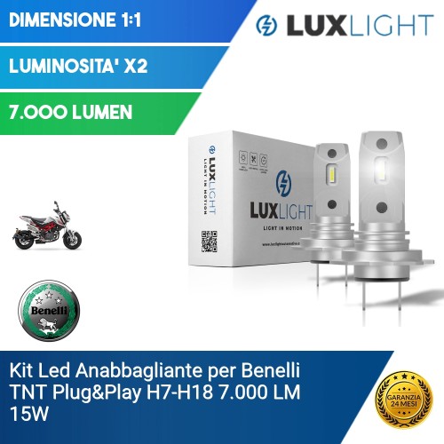 Kit Led Anabbagliante per Benelli TNT  Plug&Play H7-H18 7.000 LM 15W