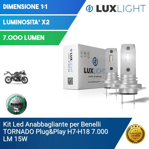 Kit Led Anabbagliante per Benelli TORNADO  Plug&Play H7-H18 7.000 LM 15W