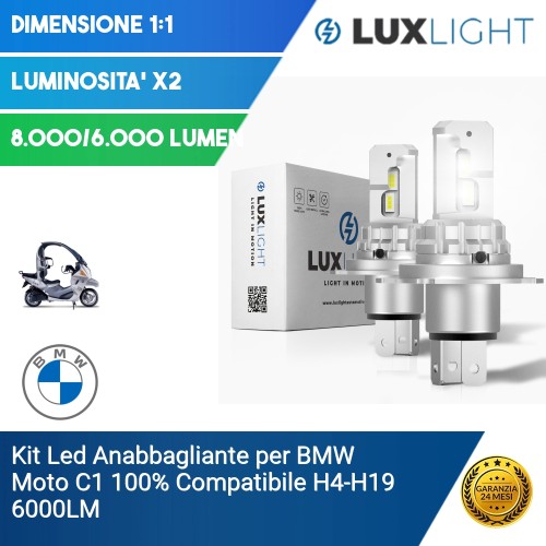 Kit Led Anabbagliante per BMW Moto C1  100% Compatibile H4-H19 6000LM