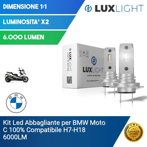 Kit Led Abbagliante per BMW Moto C  100% Compatibile H7-H18 6000LM