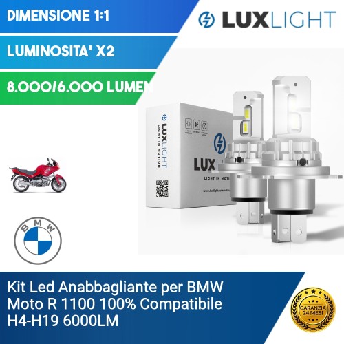 Kit Led Anabbagliante per BMW Moto R 1100  100% Compatibile H4-H19 6000LM