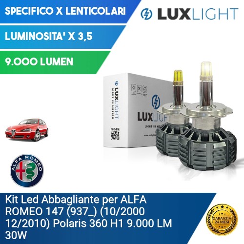 Kit Led Abbagliante per ALFA ROMEO 147 (937_) (10/2000 12/2010) Polaris 360 H1 9.000 LM 30W