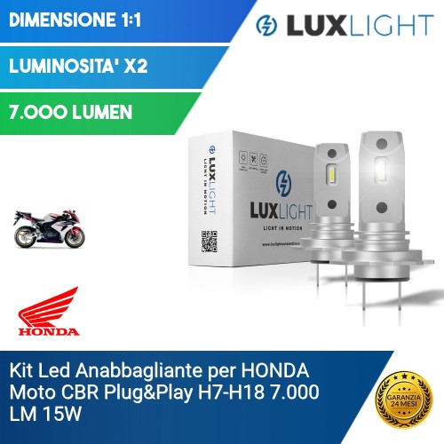 Kit Led Anabbagliante per HONDA Moto CBR  Plug&Play H7-H18 7.000 LM 15W