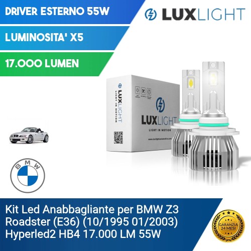 Kit Led Anabbagliante per BMW Z3 Roadster (E36) (10/1995 01/2003) Hyperled2 HB4 17.000 LM 55W