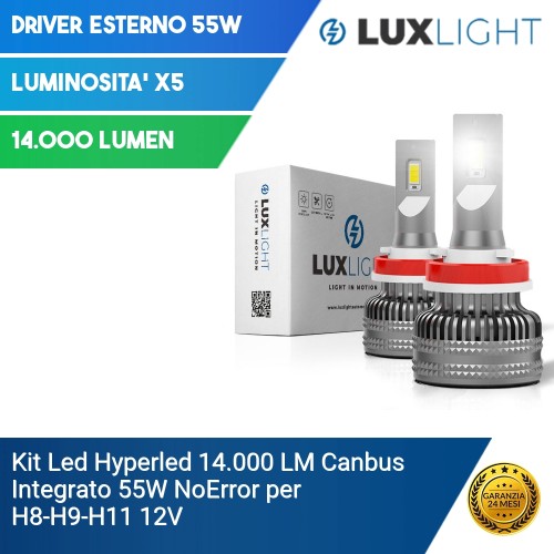 Kit Led Hyperled 14.000 LM Canbus Integrato 55W NoError per H8-H9-H11 12V