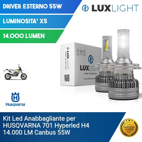 Kit Led Anabbagliante per HUSQVARNA 701  Hyperled H4 14.000 LM Canbus 55W