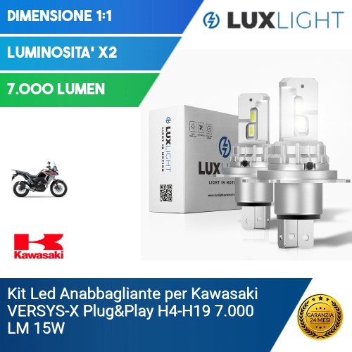 Kit Led Anabbagliante per Kawasaki VERSYS-X  Plug&Play H4-H19 7.000 LM 15W