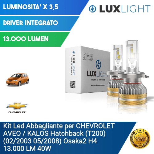 Kit Led Abbagliante per CHEVROLET AVEO / KALOS Hatchback (T200) (02/2003 05/2008) Osaka2 H4 13.000 LM 40W