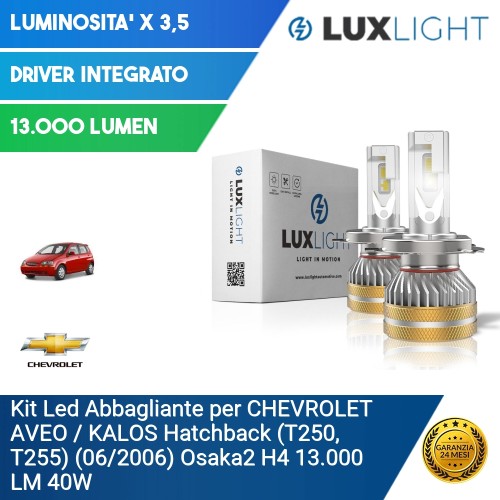 Kit Led Abbagliante per CHEVROLET AVEO / KALOS Hatchback (T250, T255) (06/2006) Osaka2 H4 13.000 LM 40W