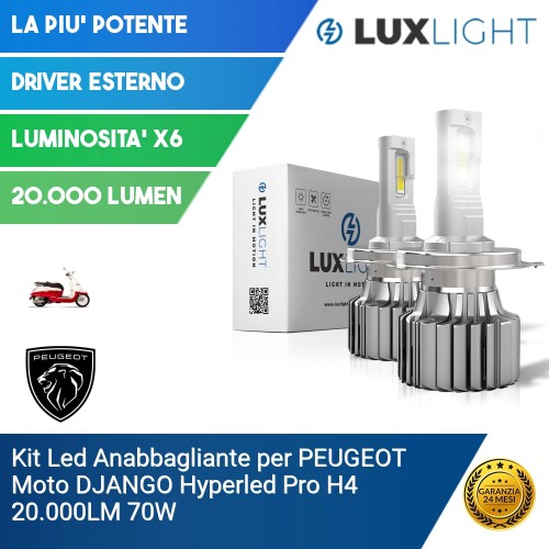 Kit Led Anabbagliante per PEUGEOT Moto DJANGO  Hyperled Pro H4 20.000LM 70W