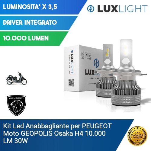 Kit Led Anabbagliante per PEUGEOT Moto GEOPOLIS  Osaka H4 10.000 LM 30W