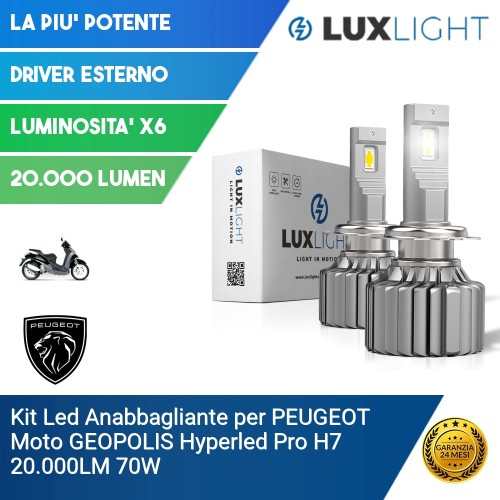 Kit Led Anabbagliante per PEUGEOT Moto GEOPOLIS  Hyperled Pro H7 20.000LM 70W