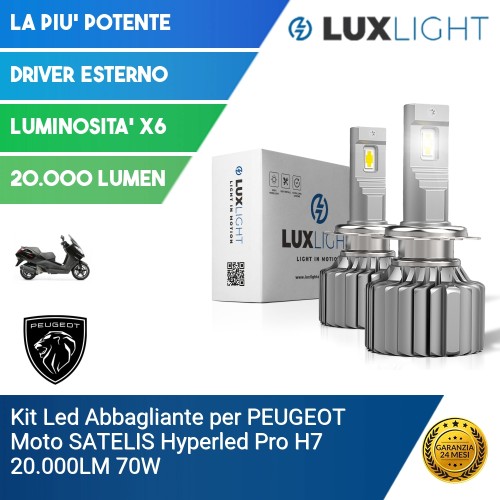 Kit Led Abbagliante per PEUGEOT Moto SATELIS  Hyperled Pro H7 20.000LM 70W