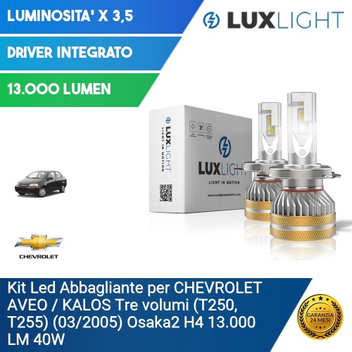 Kit Led Abbagliante per CHEVROLET AVEO / KALOS Tre volumi (T250, T255) (03/2005) Osaka2 H4 13.000 LM 40W