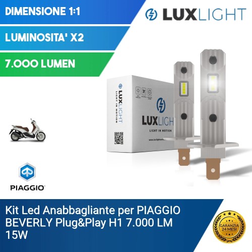 Kit Led Anabbagliante per PIAGGIO BEVERLY  Plug&Play H1 7.000 LM 15W