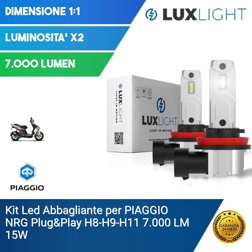 Kit Led Abbagliante per PIAGGIO NRG  Plug&Play H8-H9-H11 7.000 LM 15W