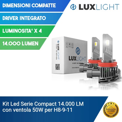 Kit Led Serie Compact 14.000 LM con ventola 50W per H8-9-11