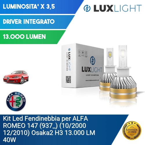 Kit Led Fendinebbia per ALFA ROMEO 147 (937_) (10/2000 12/2010) Osaka2 H3 13.000 LM 40W