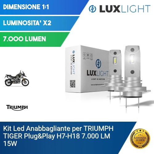 Kit Led Anabbagliante per TRIUMPH TIGER  Plug&Play H7-H18 7.000 LM 15W