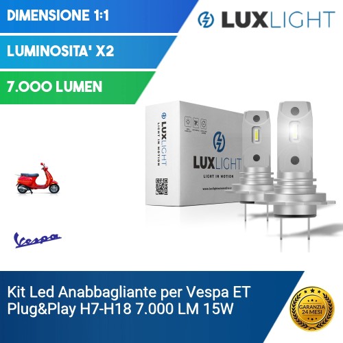 Kit Led Anabbagliante per Vespa ET  Plug&Play H7-H18 7.000 LM 15W