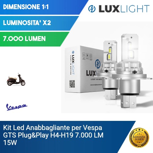 Kit Led Anabbagliante per Vespa GTS  Plug&Play H4-H19 7.000 LM 15W