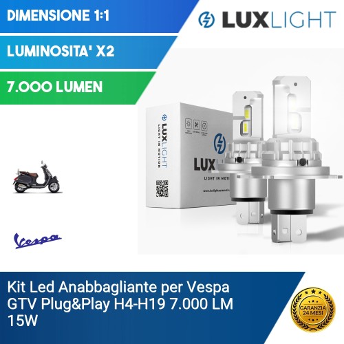 Kit Led Anabbagliante per Vespa GTV  Plug&Play H4-H19 7.000 LM 15W