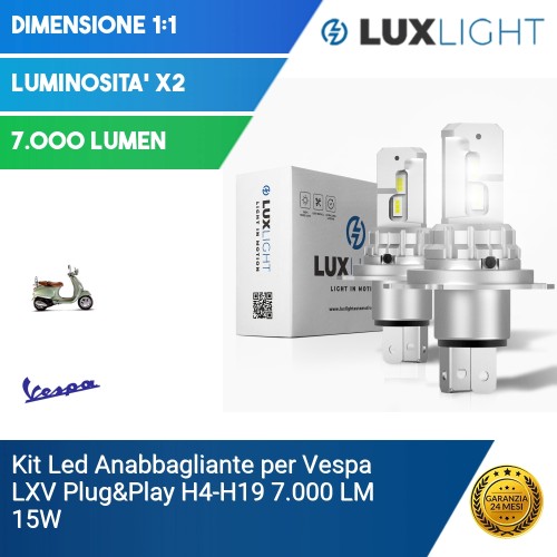 Kit Led Anabbagliante per Vespa LXV  Plug&Play H4-H19 7.000 LM 15W