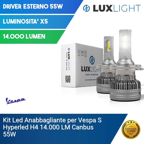 Kit Led Anabbagliante per Vespa S  Hyperled H4 14.000 LM Canbus 55W