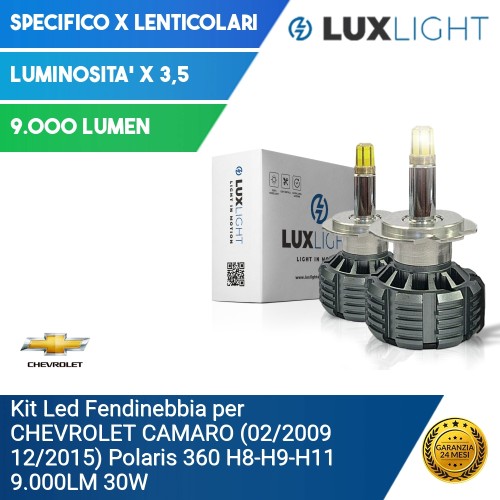 Kit Led Fendinebbia per CHEVROLET CAMARO (02/2009 12/2015) Polaris 360 H8-H9-H11 9.000LM 30W