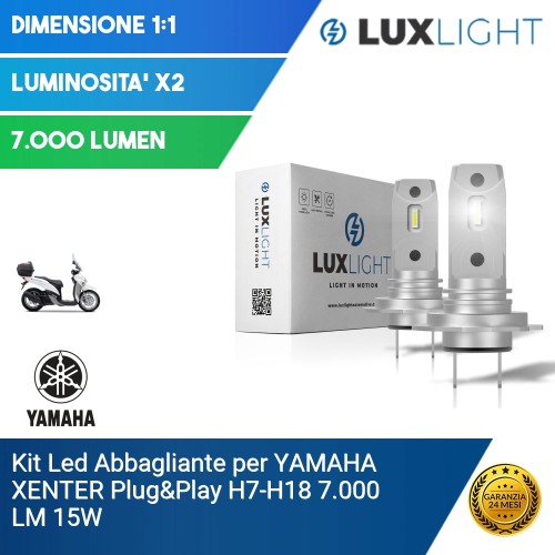 Kit Led Abbagliante per YAMAHA XENTER  Plug&Play H7-H18 7.000 LM 15W