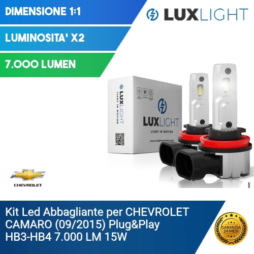 Kit Led Abbagliante per CHEVROLET CAMARO (09/2015) Plug&Play HB3-HB4 7.000 LM 15W