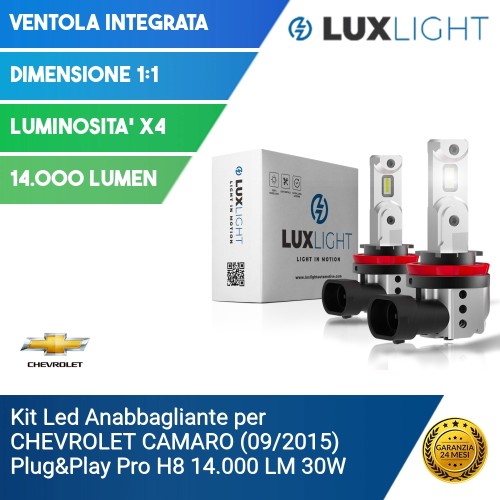 Kit Led Anabbagliante per CHEVROLET CAMARO (09/2015) Plug&Play Pro H8 14.000 LM 30W