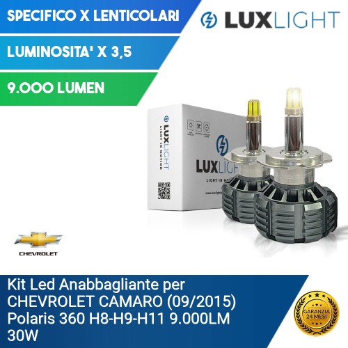 Kit Led Anabbagliante per CHEVROLET CAMARO (09/2015) Polaris 360 H8-H9-H11 9.000LM 30W