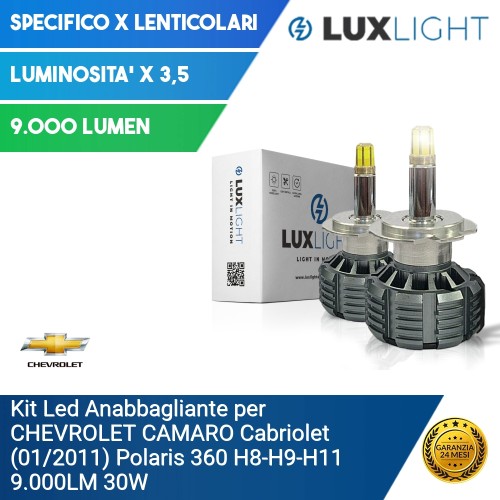 Kit Led Anabbagliante per CHEVROLET CAMARO Cabriolet (01/2011) Polaris 360 H8-H9-H11 9.000LM 30W