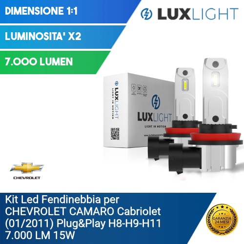 Kit Led Fendinebbia per CHEVROLET CAMARO Cabriolet (01/2011) Plug&Play H8-H9-H11 7.000 LM 15W