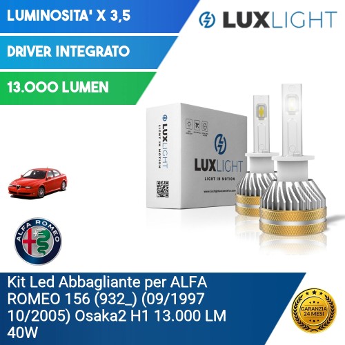 Kit Led Abbagliante per ALFA ROMEO 156 (932_) (09/1997 10/2005) Osaka2 H1 13.000 LM 40W