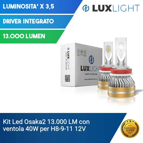 Kit Led Osaka2 13.000 LM con ventola 40W per H8-9-11 12V