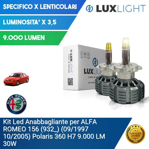 Kit Led Anabbagliante per ALFA ROMEO 156 (932_) (09/1997 10/2005) Polaris 360 H7 9.000 LM 30W