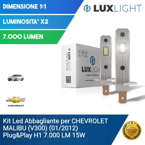 Kit Led Abbagliante per CHEVROLET MALIBU (V300) (01/2012) Plug&Play H1 7.000 LM 15W