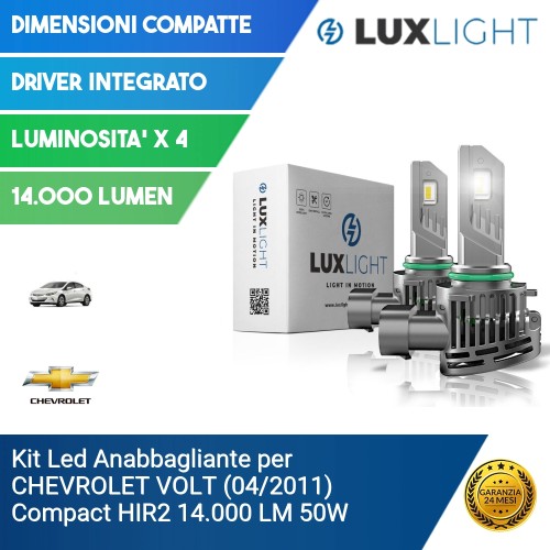 Kit Led Anabbagliante per CHEVROLET VOLT (04/2011) Compact HIR2 14.000 LM 50W