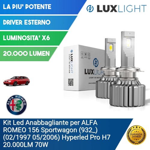Kit Led Anabbagliante per ALFA ROMEO 156 Sportwagon (932_) (02/1997 05/2006) Hyperled Pro H7 20.000LM 70W