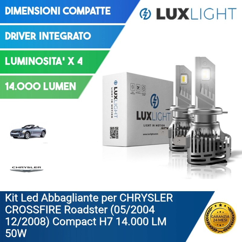 Kit Led Abbagliante per CHRYSLER CROSSFIRE Roadster (05/2004 12/2008) Compact H7 14.000 LM 50W