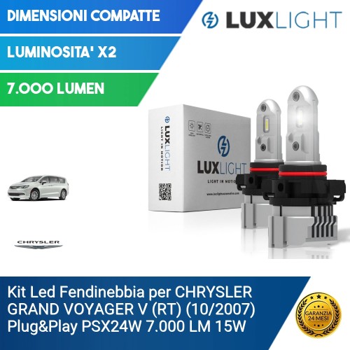 Kit Led Fendinebbia per CHRYSLER GRAND VOYAGER V (RT) (10/2007) Plug&Play PSX24W 7.000 LM 15W