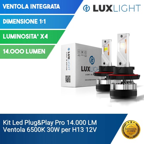 Kit Led Plug&Play Pro 14.000 LM Ventola 6500K 30W per H13 12V